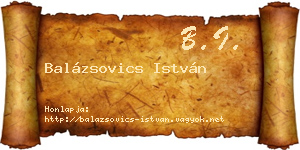 Balázsovics István névjegykártya