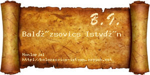 Balázsovics István névjegykártya
